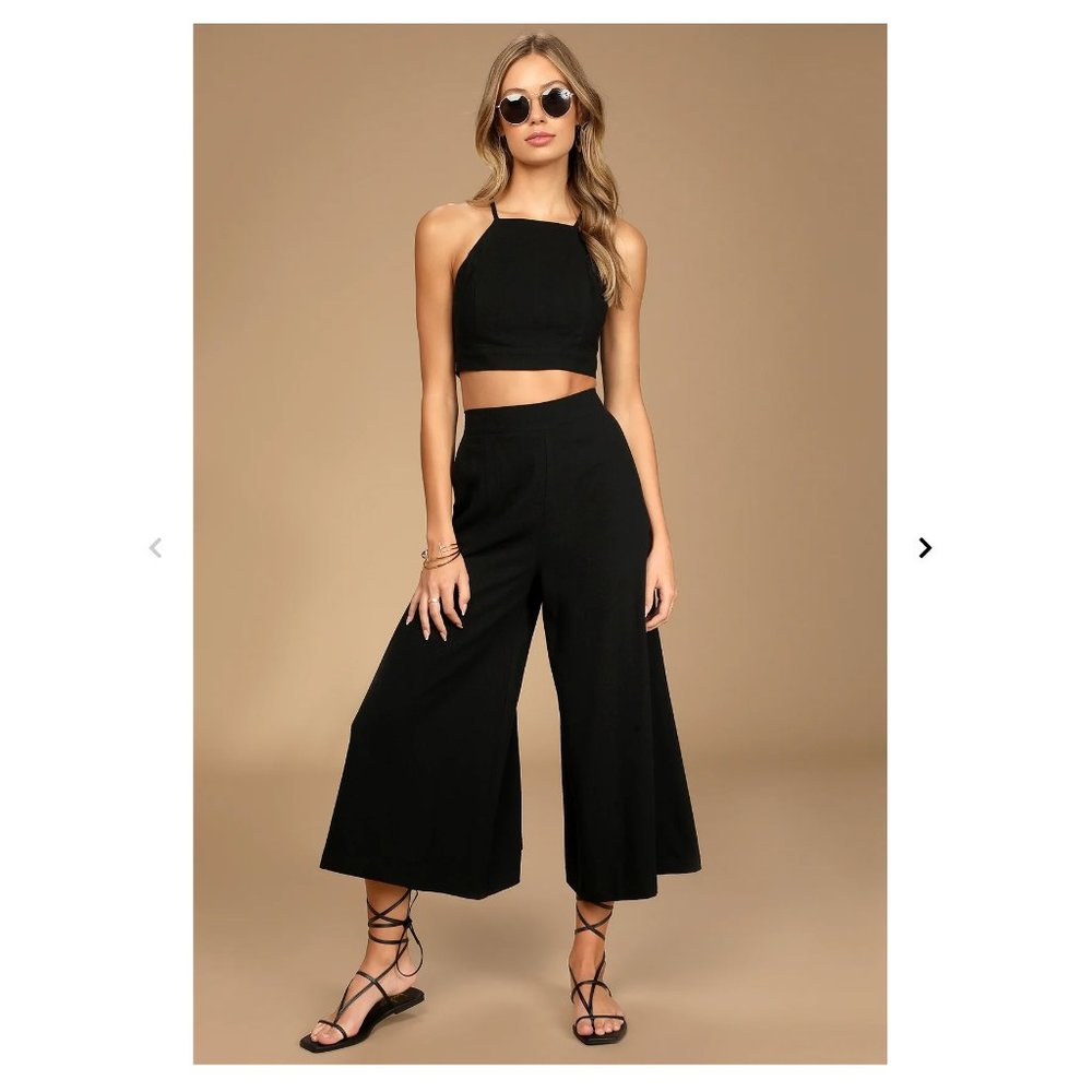 NWT Lulu's Sail With Me Black High-Waisted Wide-Leg Pants
